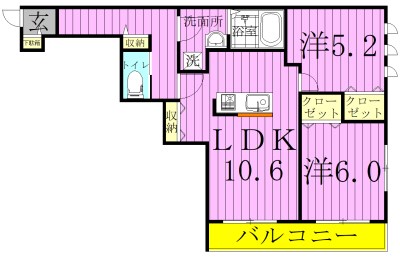 イーリング 201号室 間取り