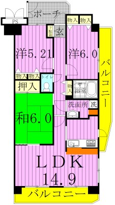 ベルシャトゥ北松戸 313号室 間取り