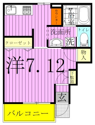 ドミール西初石B棟   102号室 間取り