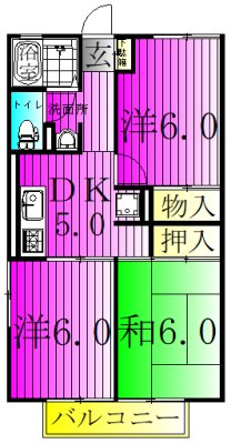 パールハイツ海老原38 203号室 間取り