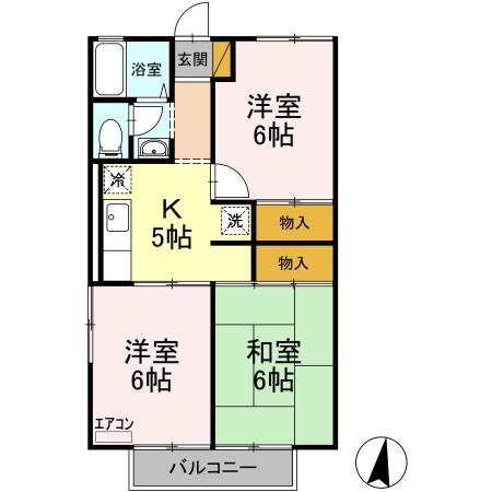 パールハイツ海老原38 203号室 間取り