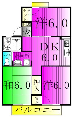 パールハイツ海老原38 203号室 間取り