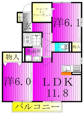 サントビーサウスヒル　Ｂ 101号室 間取り