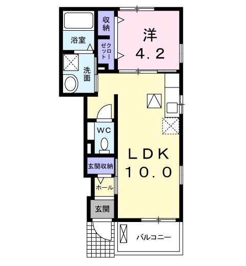 アンソレイユ 105号室 間取り