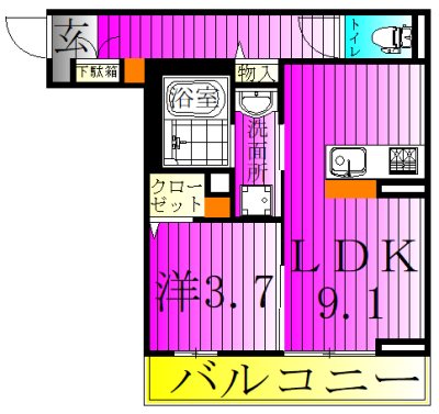 グランバニアB 302号室 間取り