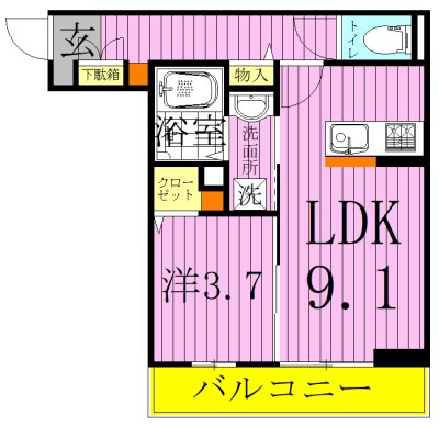 グランバニアB 302号室 間取り