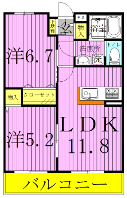 サン・モールⅡ 102号室 間取り