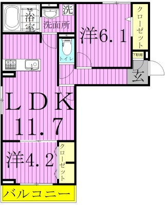 サニーサイド 103号室 間取り
