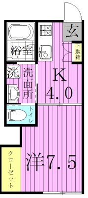 中峠ハイツＢ2 104号室 間取り