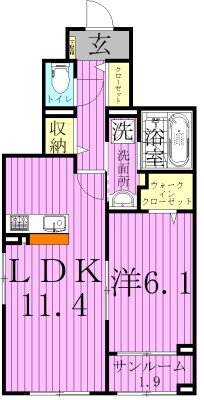 クラシオン 103号室 間取り