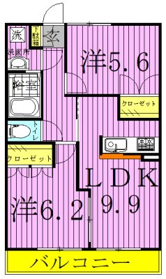 ロンジェヴィータ 202号室 間取り