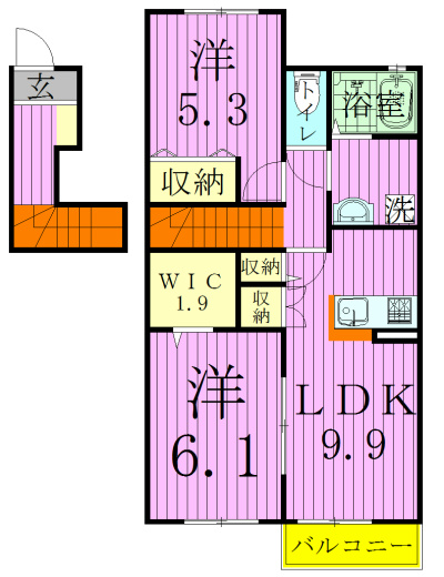 リヴェール光の里 203号室 間取り