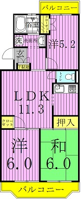 ジャスティス 1番館 307号室 間取り