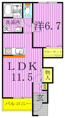 プティ　グリシーヌ 102号室 間取り