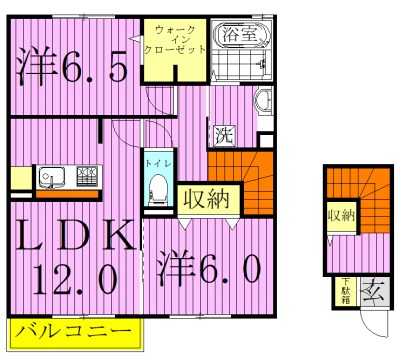 オルテンシアⅠ 203号室 間取り