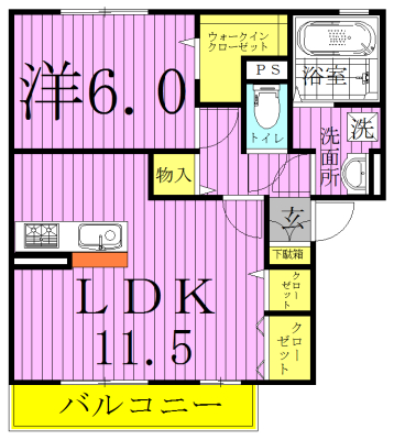 リビングタウン大金平B 202号室 間取り