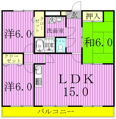グレース松戸Ⅱ 201号室 間取り