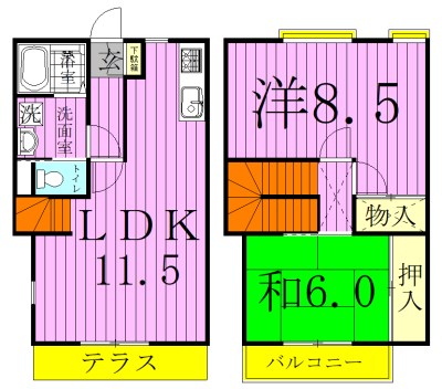 久保木テラスハウス 1号室 間取り