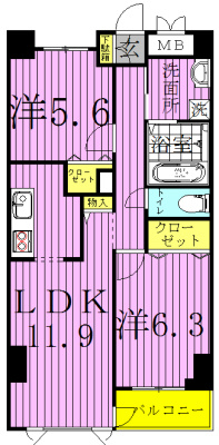 グリーンヒルズ 602号室 間取り