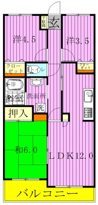 第二アーバンパルム 303号室 間取り