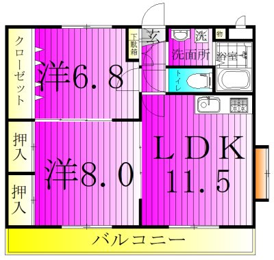 ガーデンハイツ高柳  205号室 間取り