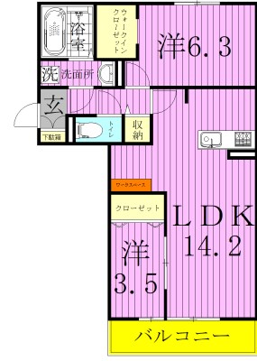 シャルム 101号室 間取り