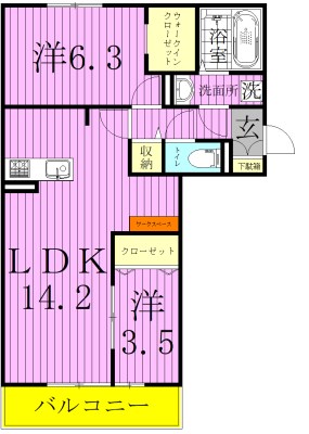 シャルム 203号室 間取り