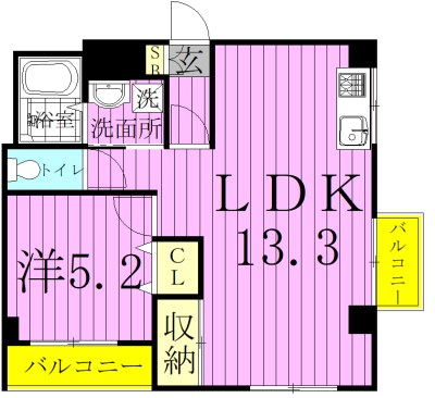 アーク春雨橋Ａ棟 201号室 間取り