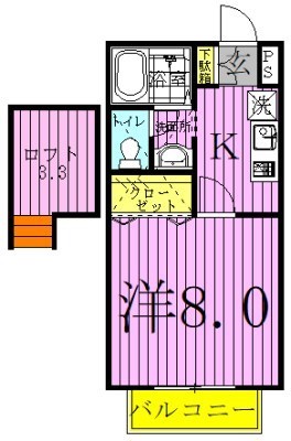 セジュール南柏Ⅰ 208号室 間取り
