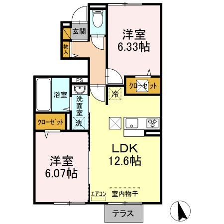 グランデB 102号室 間取り
