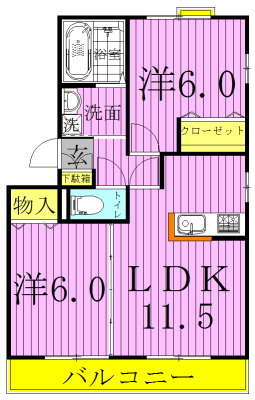 カシータⅢ 101号室 間取り