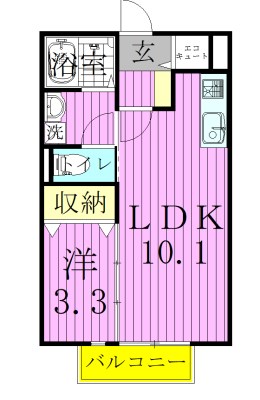 レヴェール 202号室 間取り