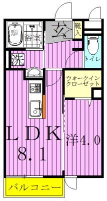 モアニおおたか 102号室 間取り
