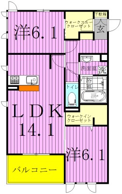 リシェス Ⅰ 301号室 間取り