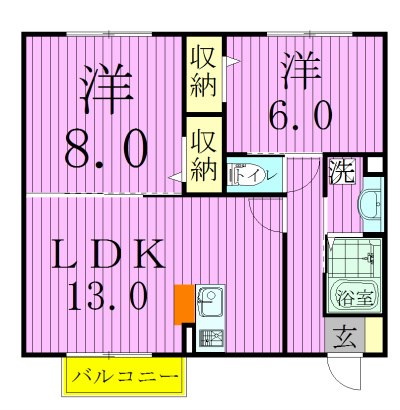 キャッスル冨士  207号室 間取り
