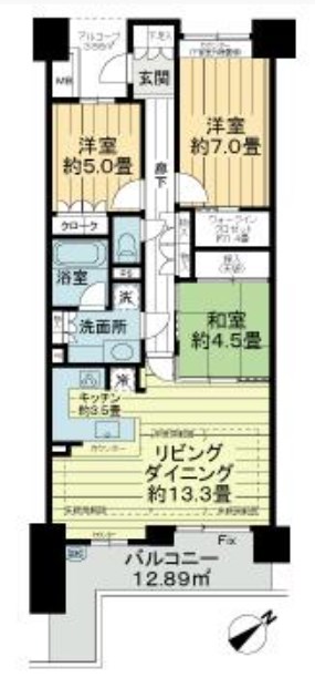 パークスカイタワー・松戸 2206号室 間取り