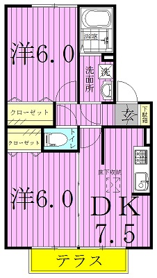マリアージュ 102号室 間取り