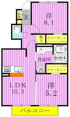 ・さくら 102号室 間取り