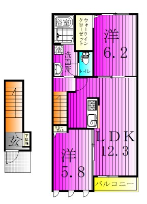 プリムラⅡ 203号室 間取り
