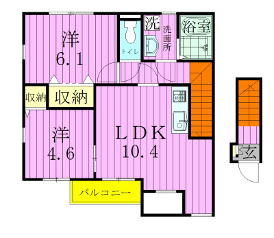 アジュールB 202号室 間取り