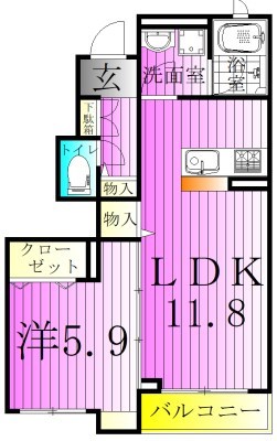 メゾンクレールⅡ 102号室 間取り