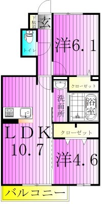 クライスファイブ 102号室 間取り