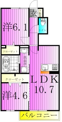 クライスファイブ 103号室 間取り