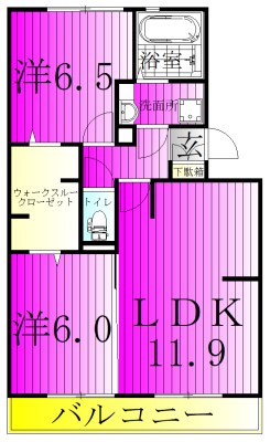 オ・ソレイユABIKO 102号室 間取り