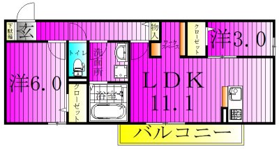 イースト・ヴィラ　Ⅰ 102号室 間取り