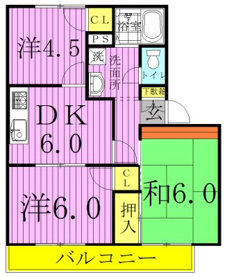 関川ハイツＡ棟 203号室 間取り