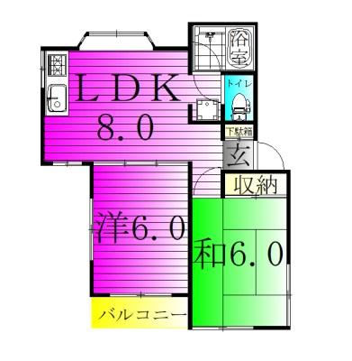 ソファレマリーナＢ棟 202号室 間取り