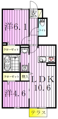 アゼリアコートⅡ 102号室 間取り