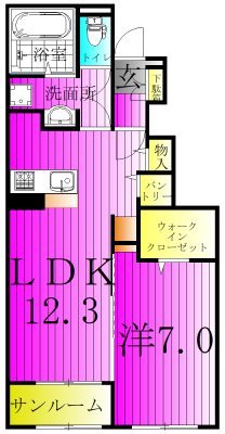 パレスアリオン我孫子B 103号室 間取り