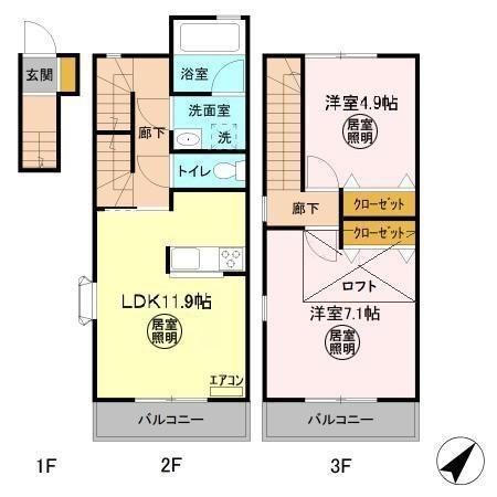 アルカサル北柏 201号室 間取り